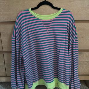 Amazon Pink and Green Striped Sweatshirt